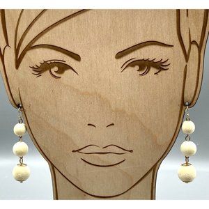 Dramatic Triple Drop Dangle Earrings, Vintage Flocked White Velvet Graduated